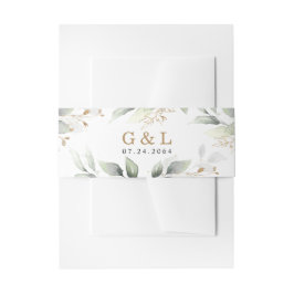 Grüne Elegante Grün und Gold Rustikale Hochzeit Einladungsbanderole