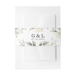 Grüne Elegante Grün und Gold Rustikale Hochzeit Einladungsbanderole