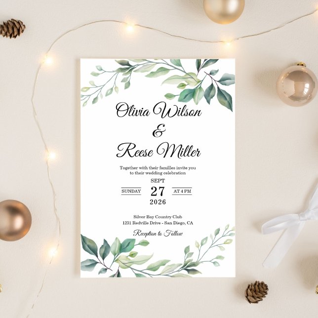 Grüne elegante Hochzeit Einladung (wedding-invitations)