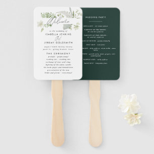 Grüne elegante, moderne botanische Hochzeitshand Fächer