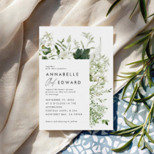 Grüne elegante moderne botanische Schrift Hochzeit Einladung