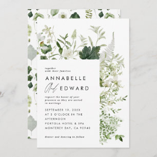 Grüne elegante moderne botanische Skripte Hochzeit Einladung
