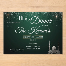 Grüne elegante Moschee Ramadan Iftar-Party  Acryleinladungen