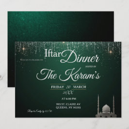 Grüne elegante Moschee Ramadan Iftar-Party-Einladu Einladung