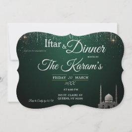 Grüne elegante Moschee Ramadan Iftar-Party  Einladung