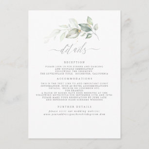 Grüne Elegante Romantische Hochzeiten Details Begleitkarte