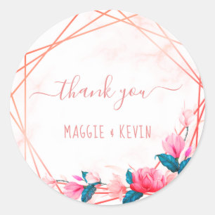 Grüne Elegante Rose Gold Geometrische Rahmen Klass Runder Aufkleber