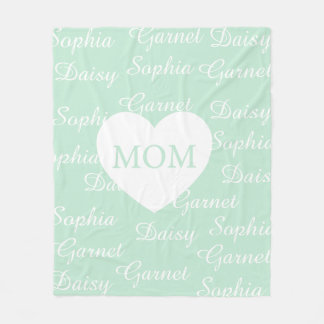 Grüne elegante Schriftfamiliennamen Monogramm Herz Fleecedecke
