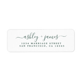 Grüne, elegante Script-Hochzeit-Rücksendeadresse