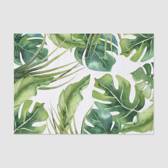 Grüne Elegante Tropical Summer Palm Blätter Chic Seidenpapier (Vorderseite)