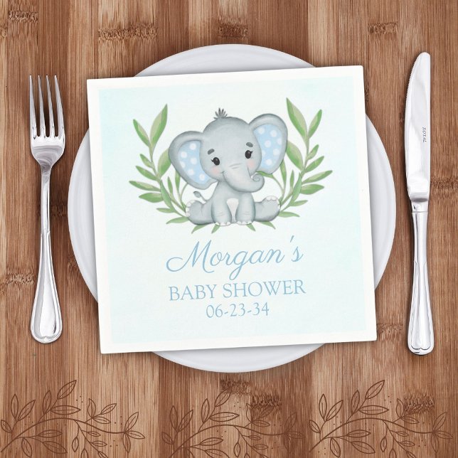 Grüne Elephant Blue Boy Baby Dusche Serviette (Von Creator hochgeladen)