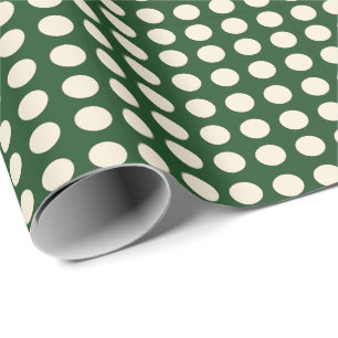 Grüne Elfenbein-Farbene Polka-Punkte Geschenkpapier