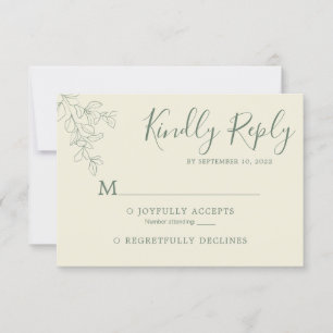 Grüne Elfenbeinblüte, Botanische Hochzeit RSVP Karte