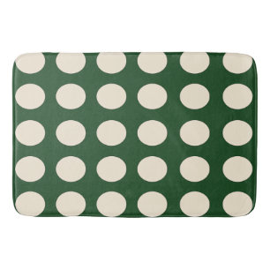 Grüne Elfenbeinfarbene Polka-Punkte Badematte