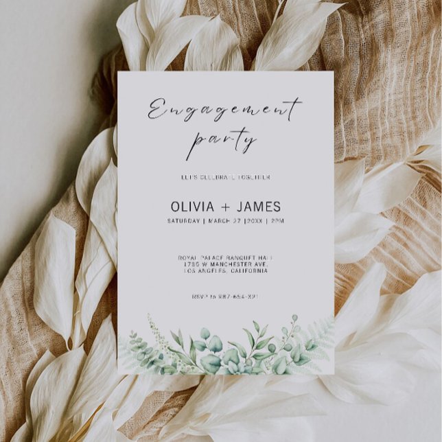 Grüne Engagement Party Hochzeit Einladung (Greenery Engagement Party Wedding Invitation)