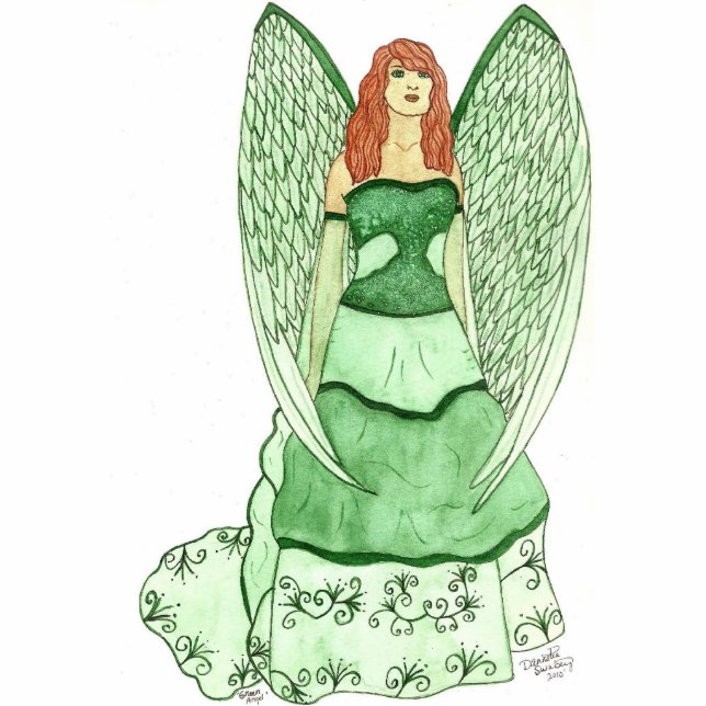 Grüne Engels-Skulptur Freistehende Fotoskulptur (Vorne)