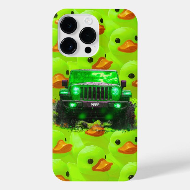 Grüne Enten mit grünem 4x4 Lkw iPhone Hülle (Rückseite)