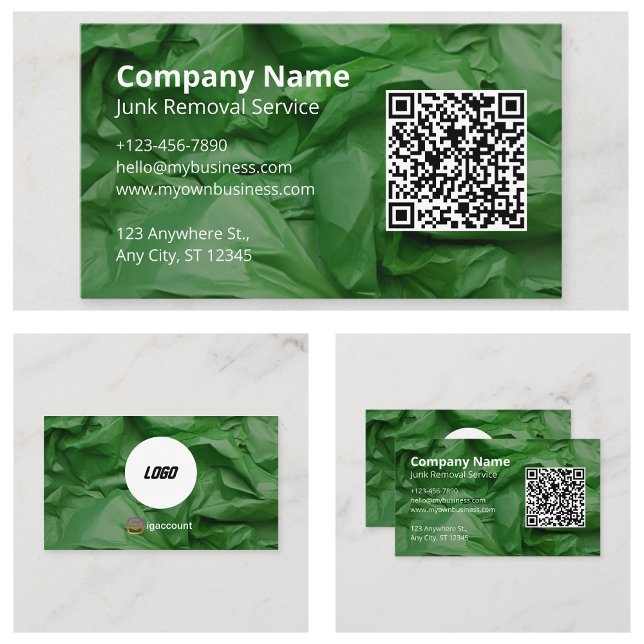 Grüne Entsorgungsdienstleistungen Visitenkarte (Green Junk Removal Business Card
)
