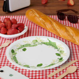 Grüne Erbsen Papierplatte Pappteller