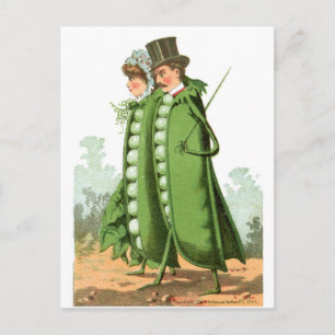 Grüne Erbsen Vintage-Lebensmittelwerbung Kunst Postkarte
