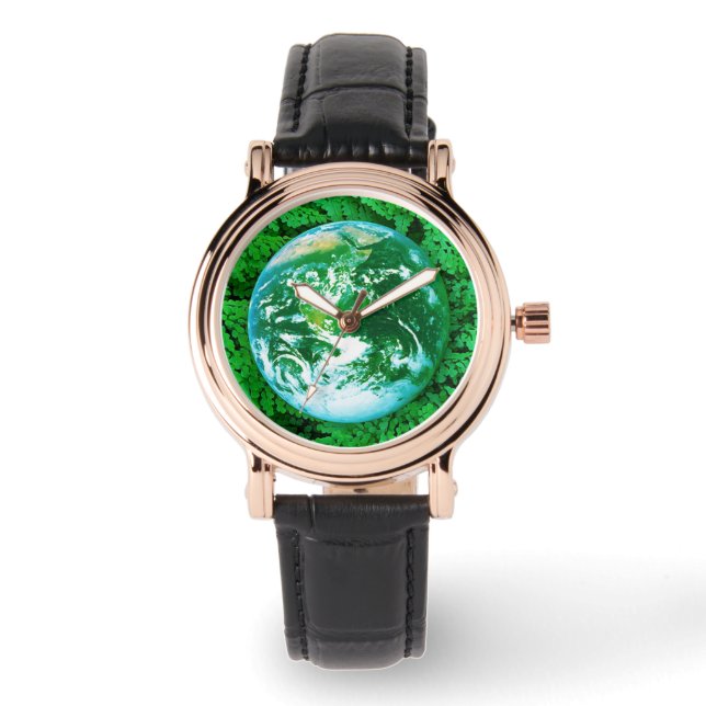 Grüne Erde - Umweltbewusstsein Armbanduhr (Vorderseite)