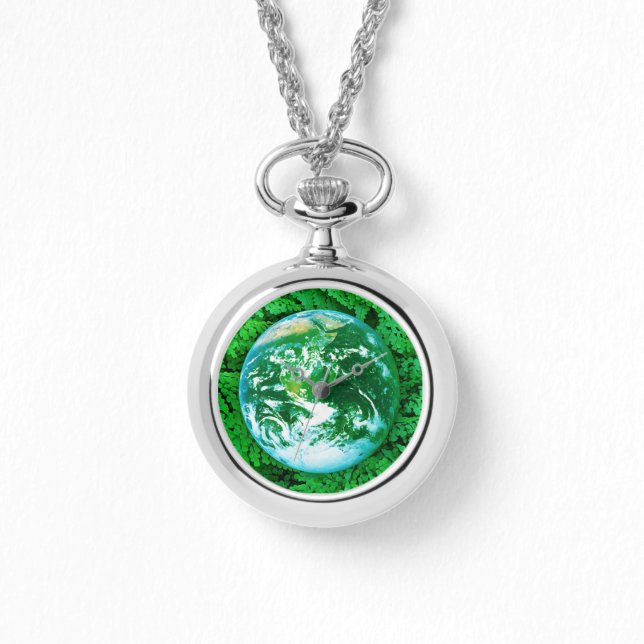 Grüne Erde - Umweltbewusstsein Armbanduhr (Vorderseite)