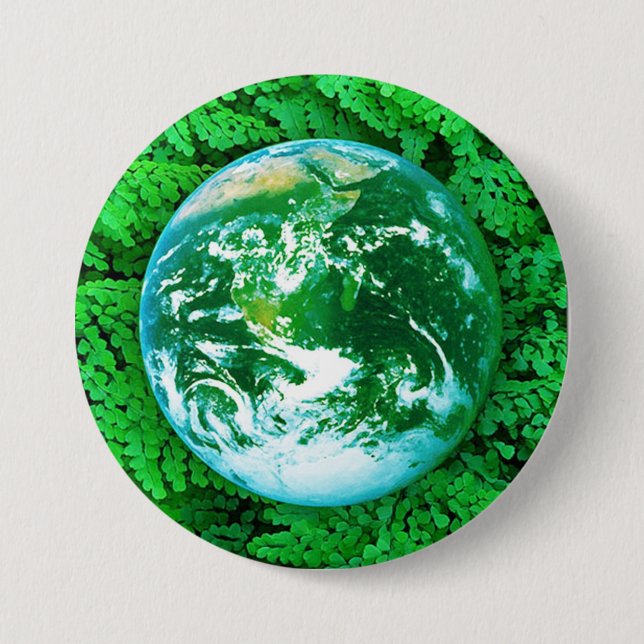 Grüne Erde - Umweltbewusstsein Button (Vorderseite)