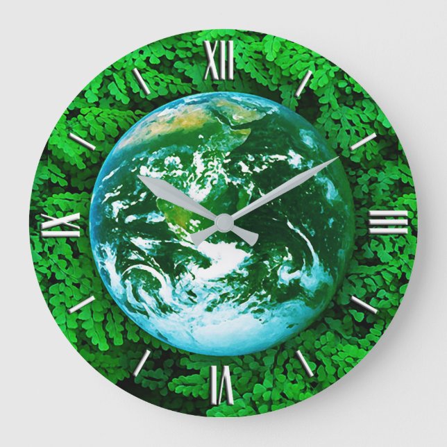 Grüne Erde - Umweltbewusstsein Große Wanduhr (Vorderseite)