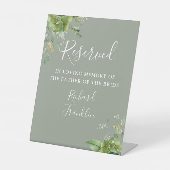 Grüne Erinnerung an die Hochzeit Sockelschild (Vorderseite)