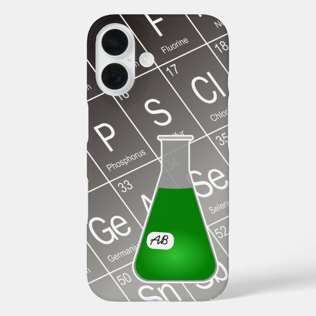 Grüne Erlenmeyer-Flasche (mit Initials) Chemie Case-Mate iPhone Hülle (Rückseite)