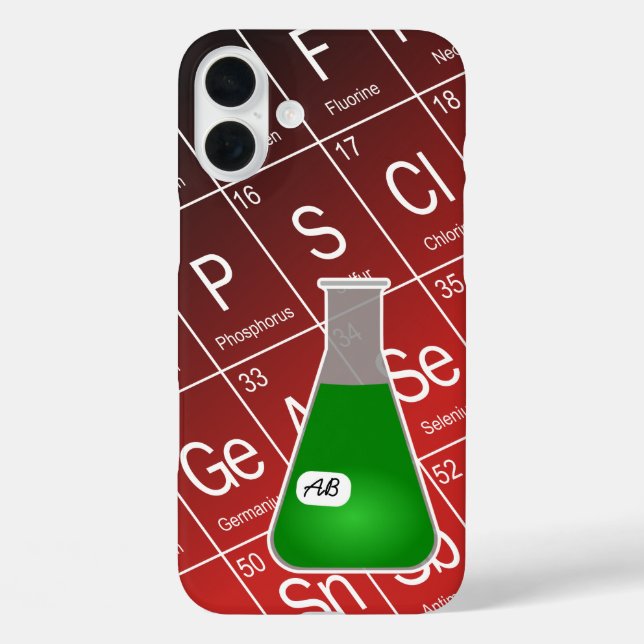 Grüne Erlenmeyer-Flasche (mit Initials) Chemie Case-Mate iPhone Hülle (Rückseite)