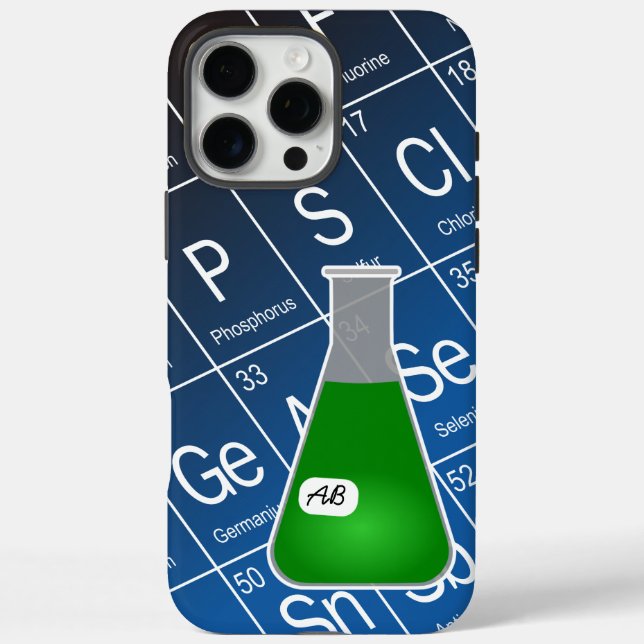 Grüne Erlenmeyer-Flasche (mit Initials) Chemie Case-Mate iPhone Hülle (Rückseite)