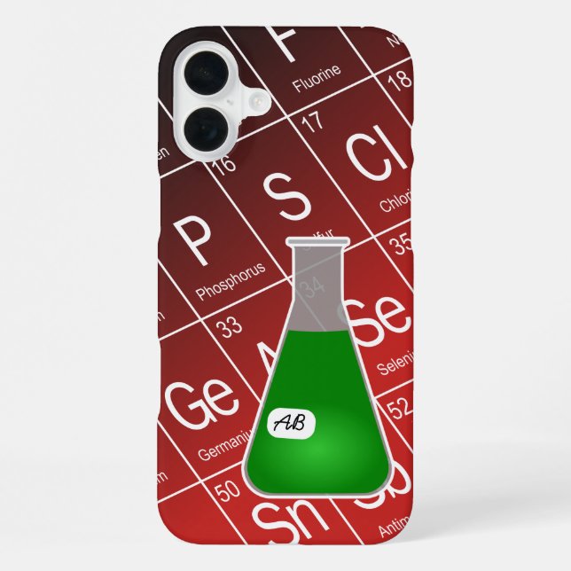 Grüne Erlenmeyerkolben (mit Initialen) Chemie iPhone Hülle (Rückseite)