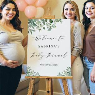 Grüne Eucalyptus Baby Brunch Begrüßungszeichen Poster