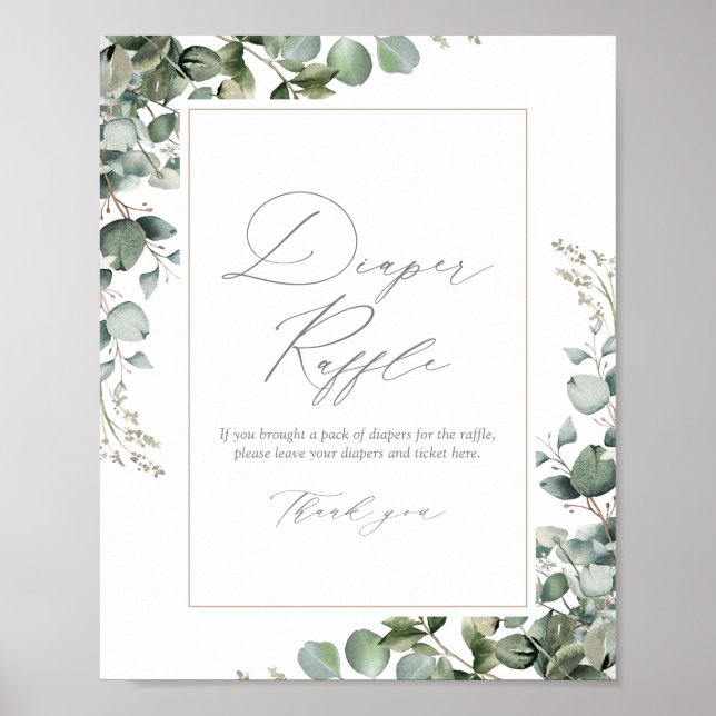 Grüne Eucalyptus Baby Duschdusche Windelwanne Poster (Vorne)