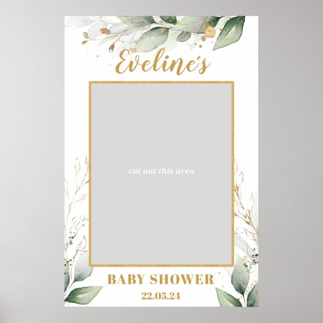 Grüne Eucalyptus boho Babydusche Foto prop Poster (Vorne)