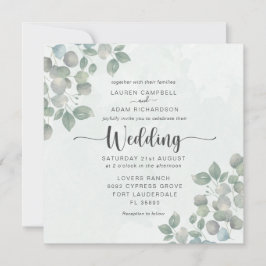 Grüne Eucalyptus Watercolor Einladung zur Hochzeit