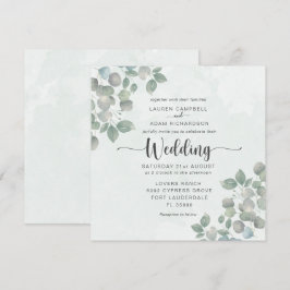 Grüne Eucalyptus Watercolor Einladung zur Hochzeit