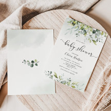 Grüne Eukalyptus Babydusche Einladung