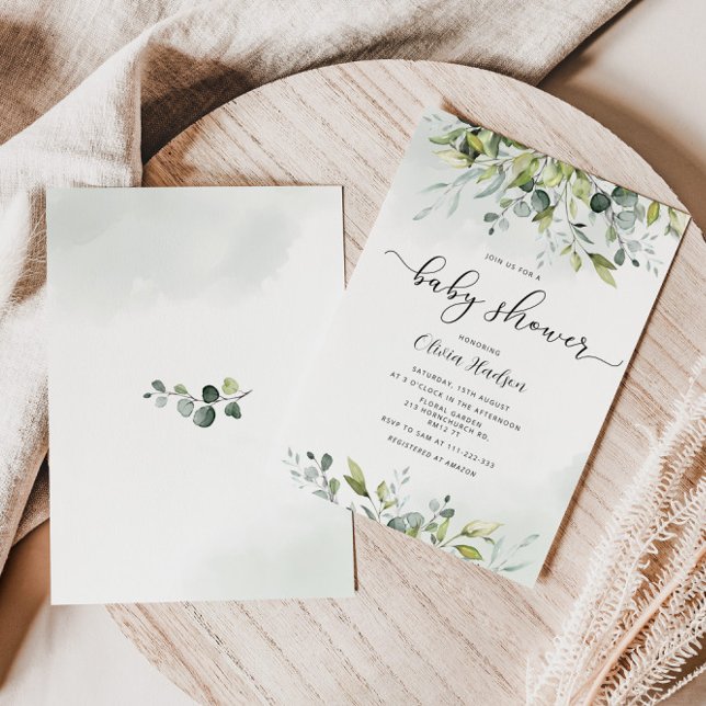 Grüne Eukalyptus Babydusche Einladung (Von Creator hochgeladen)