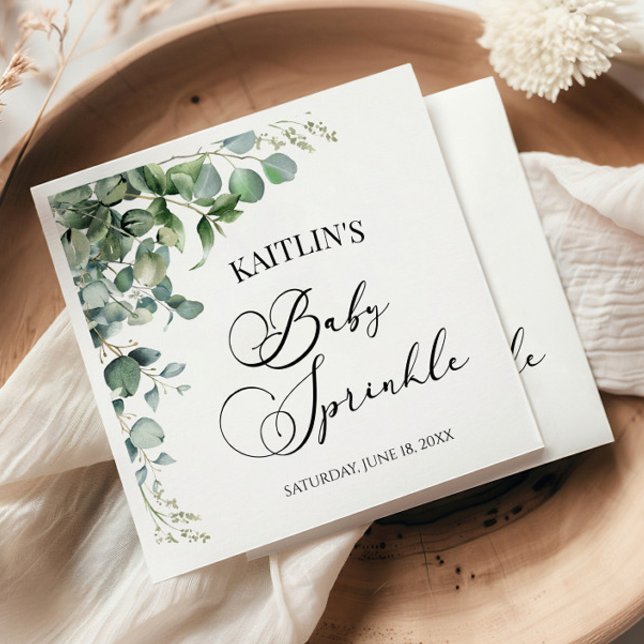 Grüne Eukalyptus-Blätter Botanical Baby Sprinkle Serviette (Von Creator hochgeladen)