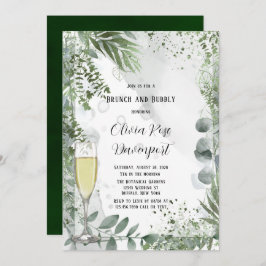 Grüne Eukalyptus-Blätter Brunch und Bubbly Einladung