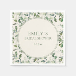 Grüne Eukalyptus-Blätter Creme Brautparty Serviette