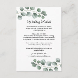 Grüne Eukalyptus-Blätter Hochzeiten Details Begleitkarte