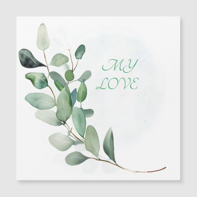 Grüne Eukalyptus-Blätter Magnetkarte (Vorderseite)