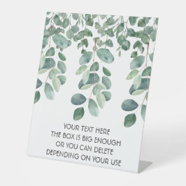 Grüne Eukalyptus-Blätter. Stil: Opak Sockelschild