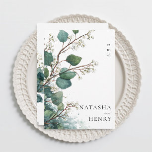 Grüne Eukalyptus-Botanik-Aquarell-Hochzeit  Einladung