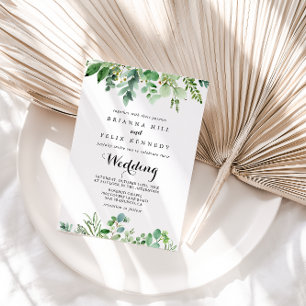 Grüne Eukalyptus-Botanische Front- & Back-Hochzeit Einladung