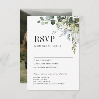 Grüne Eukalyptus Botanische Mahlzeit Hochzeit RSVP Karte