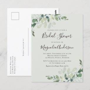 Grüne Eukalyptus Bridal Dusche Einladung Postkarte